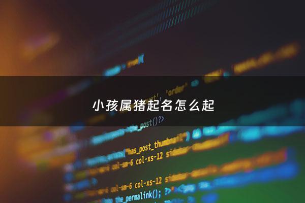 小孩属猪起名怎么起 - 属猪小孩小名大全洋气点的