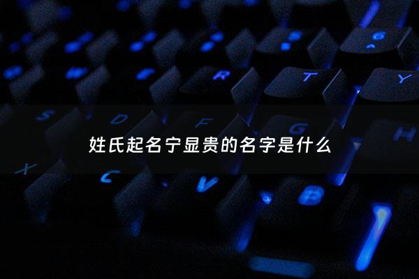 姓氏起名宁显贵的名字是什么 - 宁显峰简介