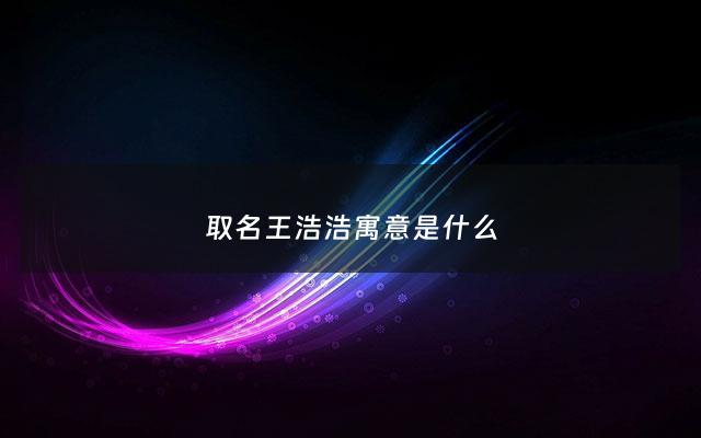 取名王浩浩寓意是什么 - 王浩这个名字的寓意