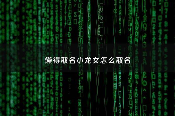 懒得取名小龙女怎么取名 - 懒得取名小龙女怎么取名的
