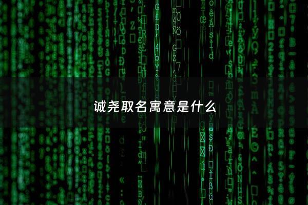 诚尧取名寓意是什么 - 诚字取名意思是什么