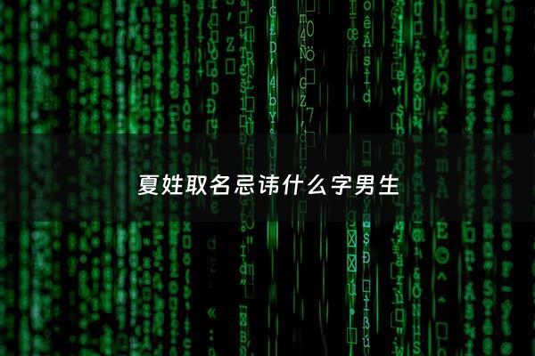 夏姓取名忌讳什么字男生 - 夏姓男孩取名字