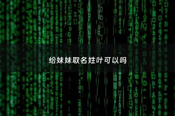 给妹妹取名姓叶可以吗 - 妹妹取个什么小名好听