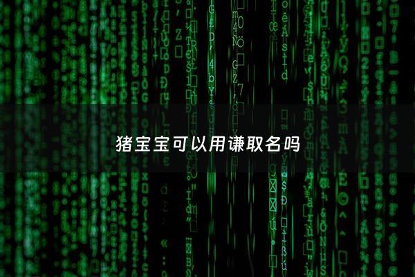 猪宝宝可以用谦取名吗 - 给猪宝宝起名字大全2019