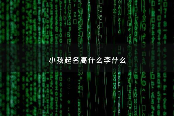 小孩起名高什么李什么 - 高和李组成的名字女孩