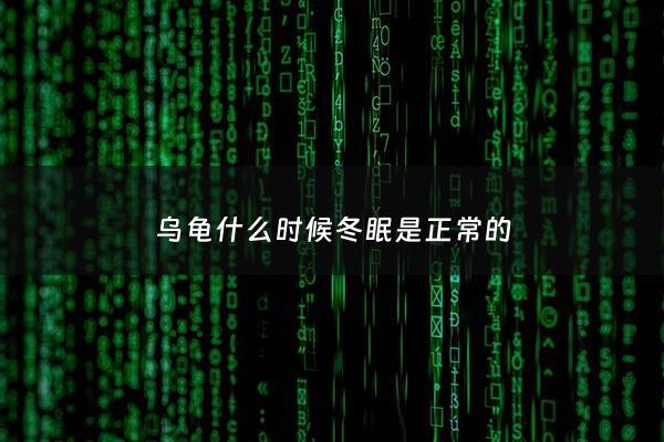 乌龟什么时候冬眠是正常的 - 乌龟什么时候冬眠最好