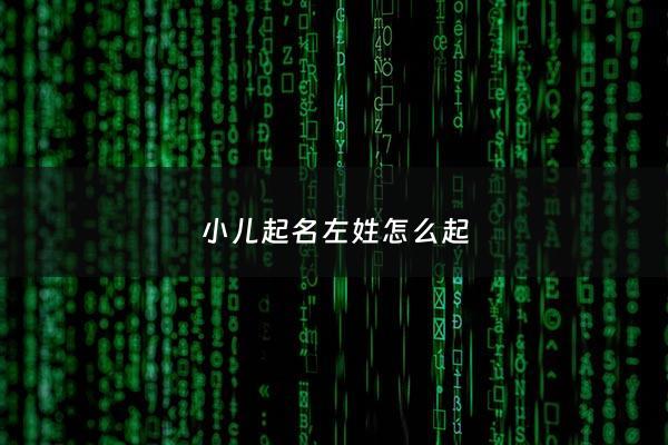 小儿起名左姓怎么起 - 姓左的孩子名字大全