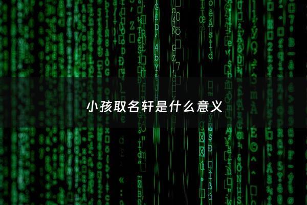 小孩取名轩是什么意义 - 取名轩的含义是什么