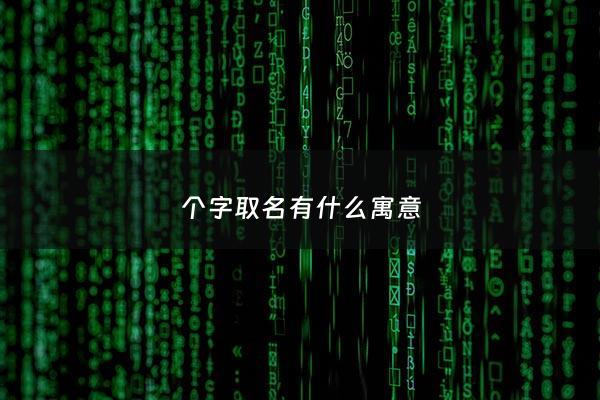 个字取名有什么寓意 - 个字取名的寓意是什么