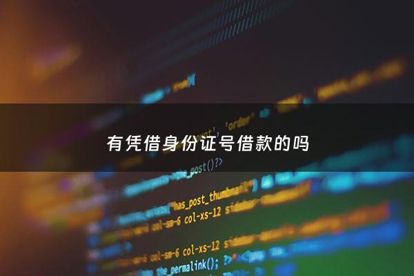 有凭借身份证号借款的吗 - 有没有用身份证号就可以借款的平台